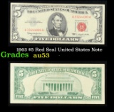 1963 $5 Red Seal United States Note Grades Select AU