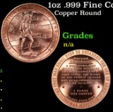1oz .999 Fine Copper Bullion Round - Right to Bear Arms Style Grades Ungraded