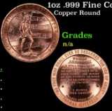 1oz .999 Fine Copper Bullion Round - Right to Bear Arms Style Grades Ungraded
