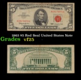 1963 $5 Red Seal United States Note Grades vf+