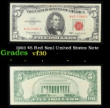 1963 $5 Red Seal United States Note Grades vf++