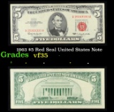 1963 $5 Red Seal United States Note Grades vf++