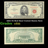 1963 $5 Red Seal United States Note Grades vf++