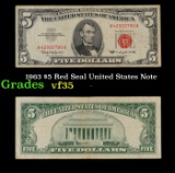 1963 $5 Red Seal United States Note Grades vf++