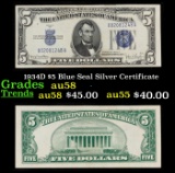 1934D $5 Blue Seal Silver Certificate Grades Choice AU/BU Slider