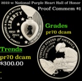 2022-w National Purple Heart Hall of Honor Proof Modern Commem Dollar $1 pr70 dcam SEGS