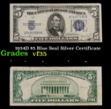 1934D $5 Blue Seal Silver Certificate Grades vf++