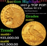 *Highlight* 1927-p Gold Indian Quarter Eagle TOP POP! $2 1/2 GEM++ Unc USCG (fc)