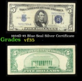 1934D $5 Blue Seal Silver Certificate Grades vf++