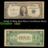 1935G No Motto $1 Blue Seal Silver Certificate Grades vf+