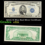 1934A $5 Blue Seal Silver Certificate Grades vf++