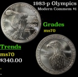 1983-p Olympics Modern Commem Dollar $1 ms70 SEGS