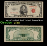 1953C $5 Red Seal United States Note Grades vf++