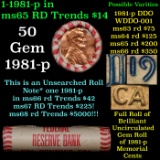 BU Shotgun Lincoln 1c roll, 1981-p 50 pcs Bank Wrapper 50c