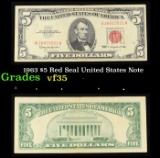 1963 $5 Red Seal United States Note Grades vf++