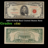1963 $5 Red Seal United States Note Grades vf++