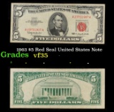 1963 $5 Red Seal United States Note Grades vf++