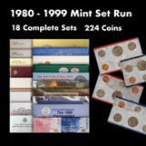 1980-1999 Mint Set Run 224 Coins 18 Complete Sets