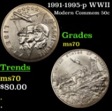 1991-1995-p WWII Modern Commem Half Dollar 50c ms70 SEGS
