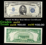 1934A $5 Blue Seal Silver Certificate Grades Choice AU