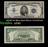 1934D $5 Blue Seal Silver Certificate Grades xf