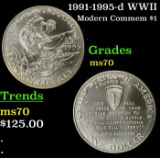 1991-1995-d WWII Modern Commem Dollar $1 ms70 SEGS