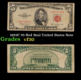 1953C $5 Red Seal United States Note Grades vf++
