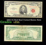 1963 $5 Red Seal United States Note Grades vf++