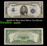 1934D $5 Blue Seal Silver Certificate Grades Select AU