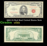 1963 $5 Red Seal United States Note Grades vf++