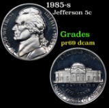 1985-s Proof Jefferson Nickel 5c Grades GEM++ Proof Deep Cameo