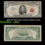 1963 $5 Red Seal United States Note Grades vf++