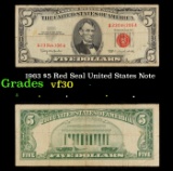 1963 $5 Red Seal United States Note Grades vf++