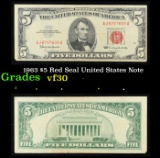 1963 $5 Red Seal United States Note Grades vf++