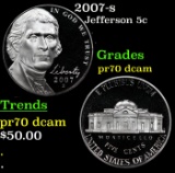 2007-s Proof Jefferson Nickel 5c pr70 dcam SEGS