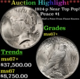 *Highlight* 1924-p Peace Dollar Near Top Pop! $1 ms67+ SEGS (fc)