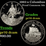 1992-s Columbus Proof Modern Commem Half Dollar 50c pr70 dcam SEGS