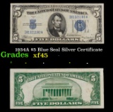 1934A $5 Blue Seal Silver Certificate Grades xf+