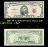 1963 $5 Red Seal United States Note Grades xf+
