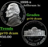 1998-s Proof Jefferson Nickel 5c pr70 dcam SEGS