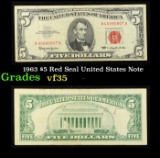 1963 $5 Red Seal United States Note Grades vf++