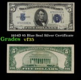 1934D $5 Blue Seal Silver Certificate Grades vf++