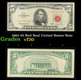 1963 $5 Red Seal United States Note Grades vf++
