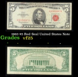 1963 $5 Red Seal United States Note Grades vf+