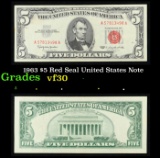 1963 $5 Red Seal United States Note Grades vf++