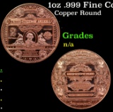 1oz .999 Fine Copper Bullion Round - Silver Certificate 2 Dollar Style Grades Ungraded