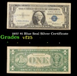 1957 $1 Blue Seal Silver Certificate Grades vf+