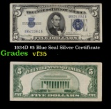 1934D $5 Blue Seal Silver Certificate Grades vf++