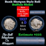 Buffalo Nickel Shotgun Roll in Old Bank Style 'Bell Telephone' Wrapper 1927 & d Mint Ends