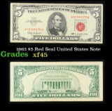 1963 $5 Red Seal United States Note Grades xf+